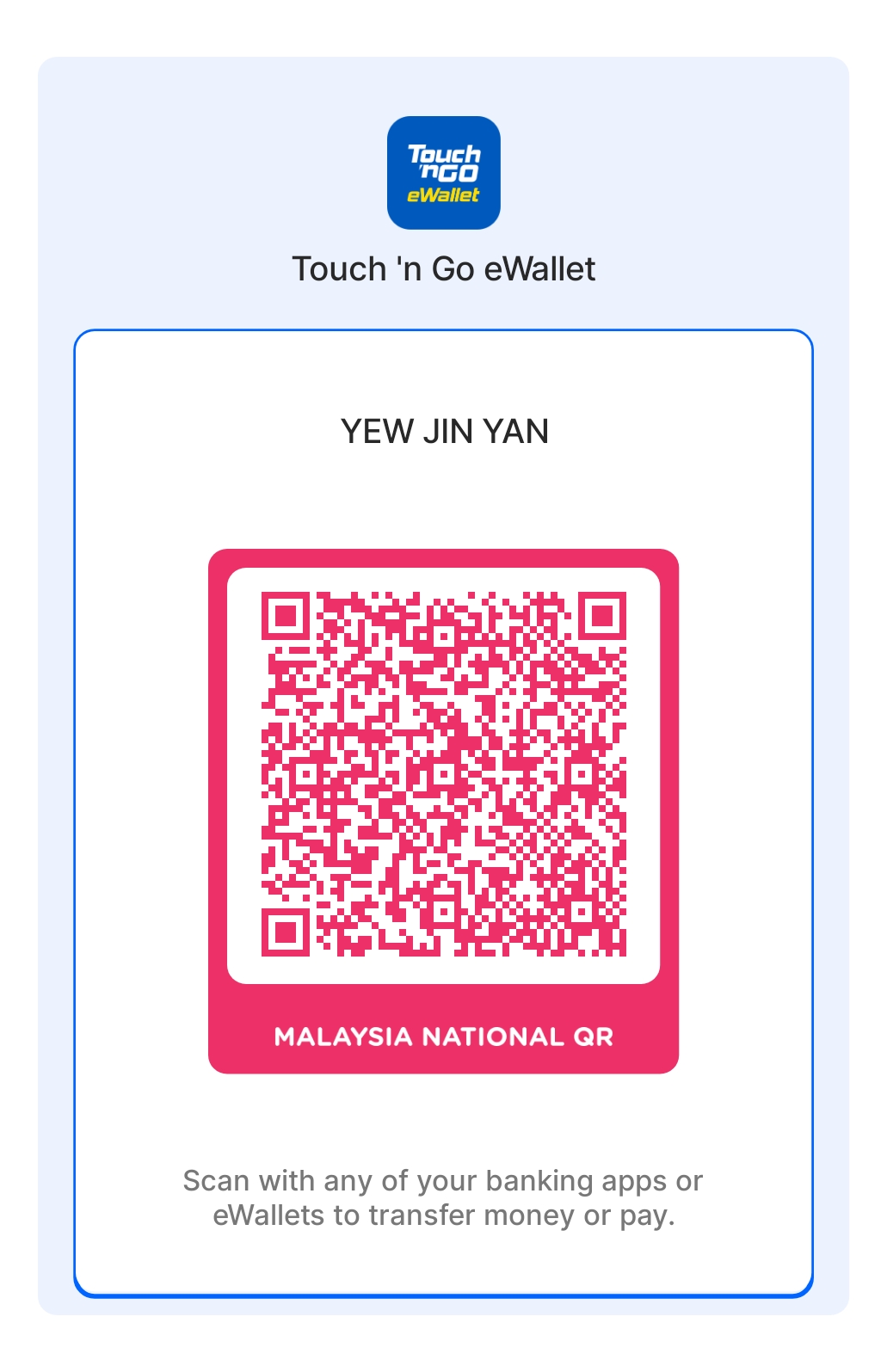 JinRaiXin Touch n Go QR Code